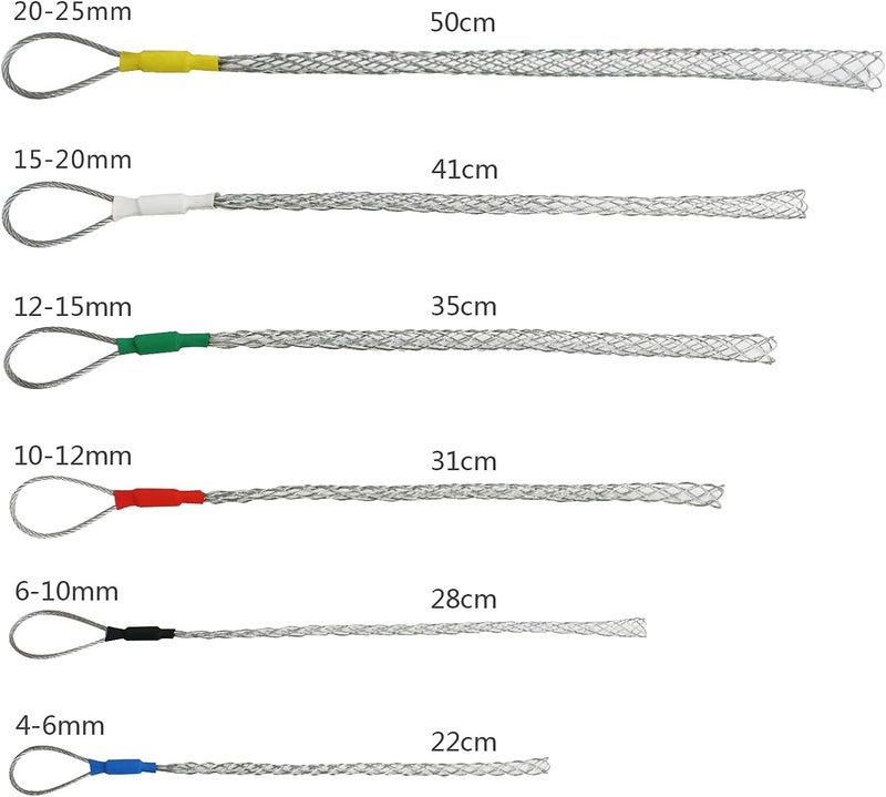 VGongTech Cable Pulling Grip Sock Kit Galvanizing Steel Antislip Pipe Cable Wire Pulling Grips Lassos Set Flexible Eye Mesh Rope Green - Image 3